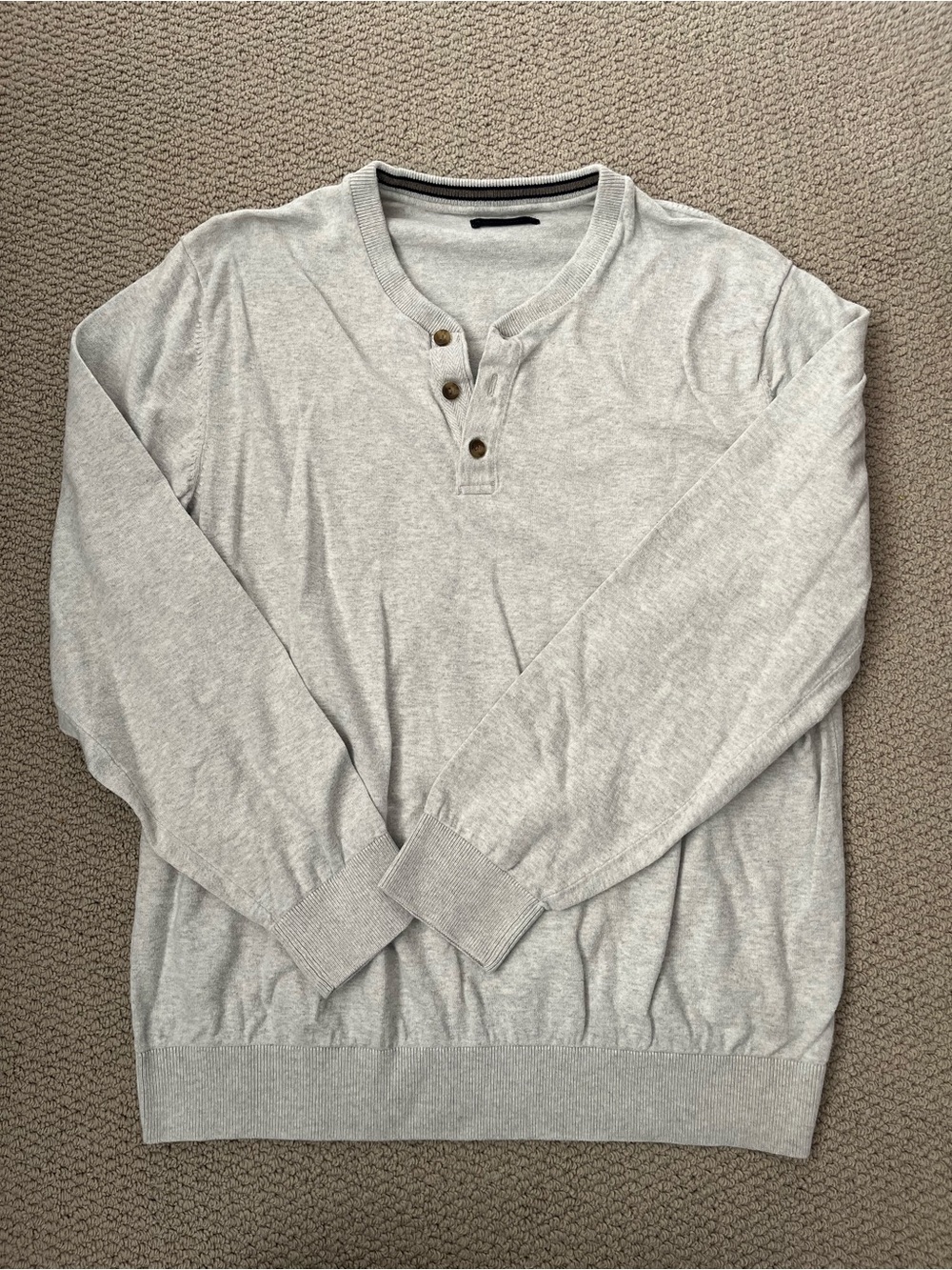 Denver Hayes Light Gray Henley Crewneck Sweater